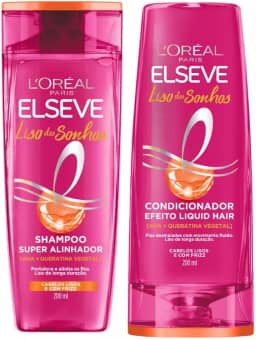 Kit Elseve Liso Dos Sonhos AHA + Queratina Vegetal Shampoo 200ml + Condicionador 200ml (2 produtos)