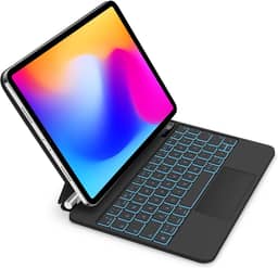 BETTDOW Capa com Teclado e Trackpad para iPad Pro de 11 polegadas (4ª/3ª/2ª/1ª) geração 2022 e Air 6ª e 11 polegadas (M2, 2024) e iPad Air 5ª/4ª geração de 10,9 polegadas,Teclado com LCD DisplayPreto