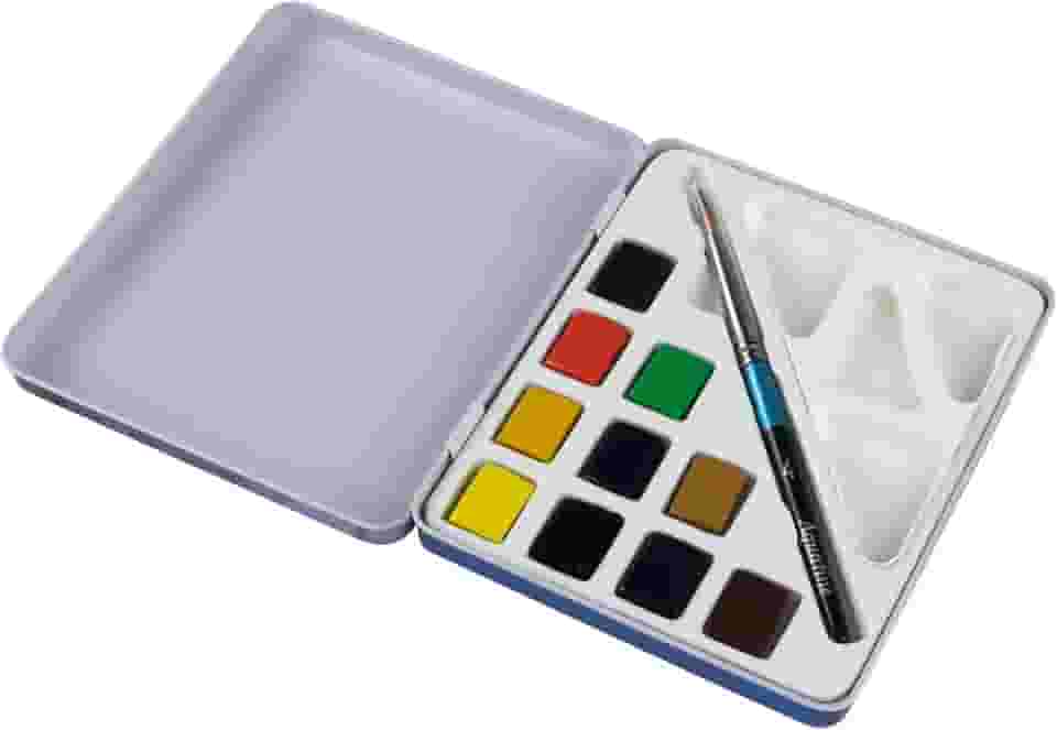 DALER ROWNEY Aquafine, Aquarela em Pastilhas com Estojo de Metal, 10 Cores