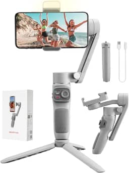 Zhiyun Smooth Q3 Smartphone Estabilizador Gimbal Portátil de 3 eixos com Tripod Vlog LED Fill Light Compatível com iPhone 12 11 PRO MAX X XR XS Smartphone com controle gestos e rastreamento objetos
