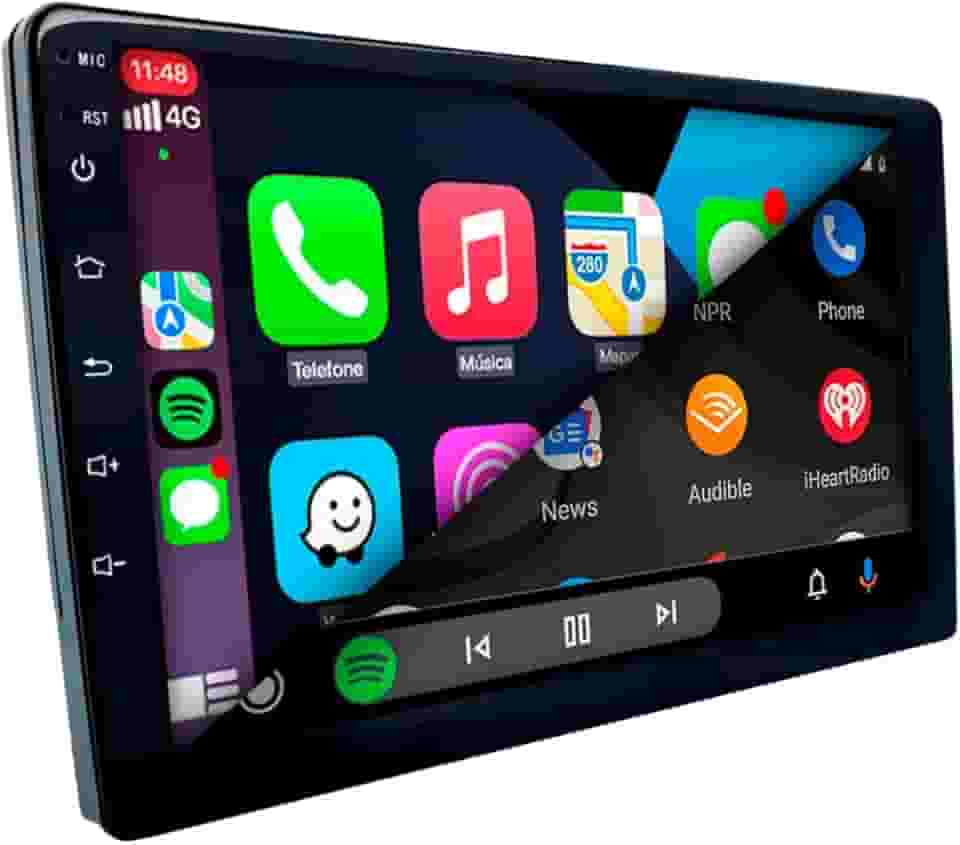 CENTRAL MULTIMÍDIA, MP5 2 DIN TELA DE VIDRO IPS 9' FULL TOUCH, FM, USB, SD, AUXILIAR, BLUETOOTH, ESPELHA ANDROID E IOS COM CARPLAY E ANDROID AUTO, CONECTIVIDADE COM OU SEM FIO