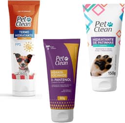 Pet Clean Kit Hidratação, Hidratante para Patas 150g, Focinho 60g e Termo Hidratante com FPS 90g para Cachorros