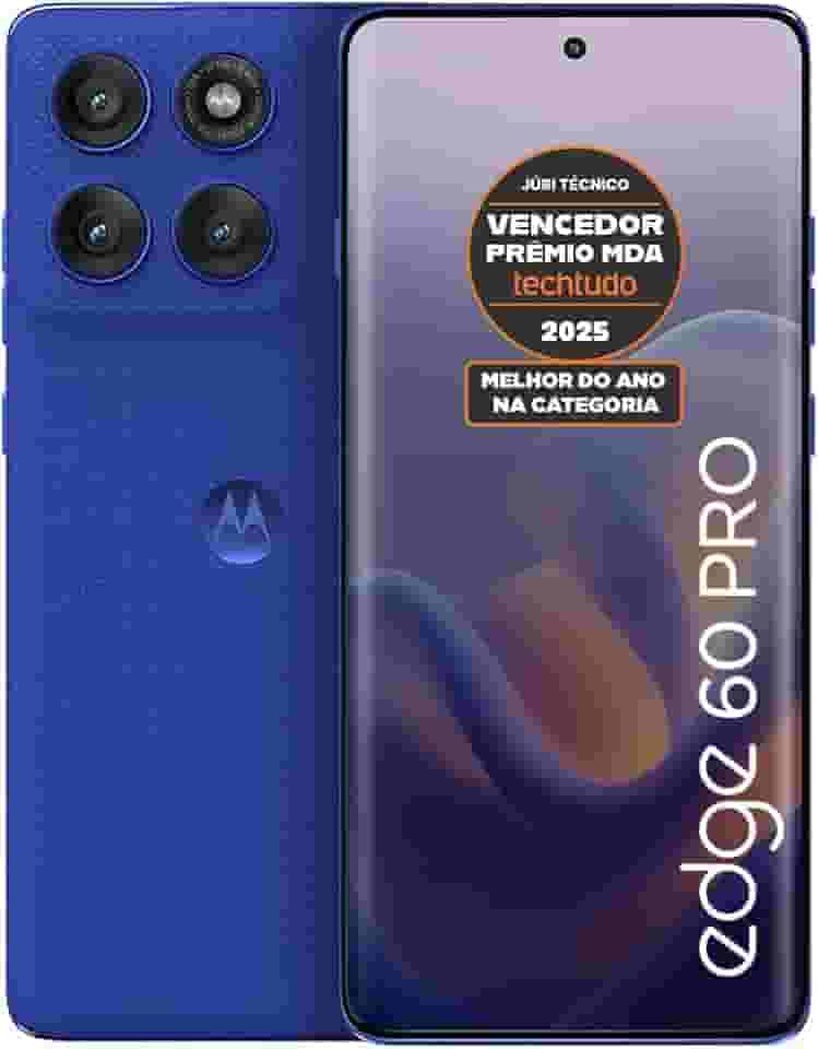 Smartphone Motorola Edge 60 PRO 5G - 256GB 24GB (12GB RAM+12GB Ram Boost) Tela Quad-Curve moto AI 50MP Sony Camera ultrarresistencia militar IP68 + IP69 - Azul Marinho