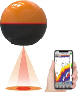 Localizador de peixe portátil, Bluetooth sem fio, inteligente, 2 feixes, localizador de peixe de banda dupla, profundidade de até 4,8 m, com aplicativo iOS e Android