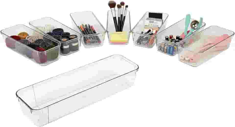 Kit Organizador Gavetas Modular 6 Peças Acrílico - Divisor Ajustável 15-24cm Transparente