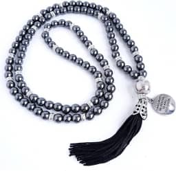 Japamala 108 contas em Hematita Natural pingente Hoponopono