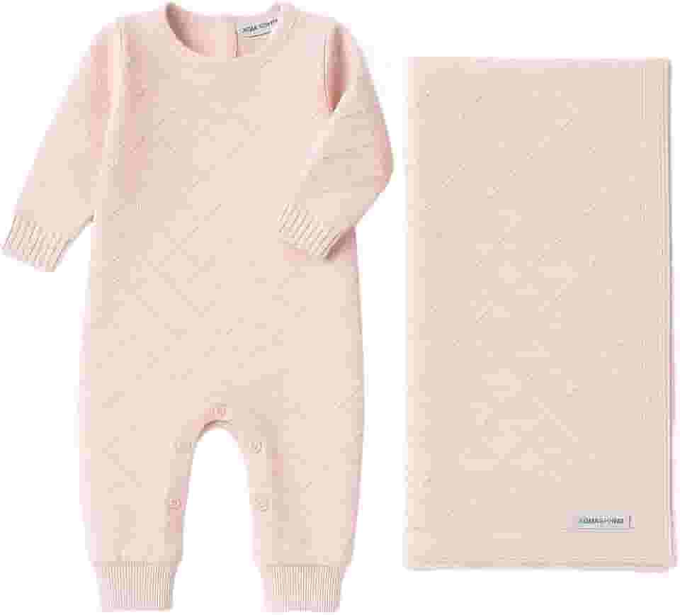 Saída de Maternidade Tricô Rosa com Manta – Recém-Nascido Feminina 0 a 3 Meses