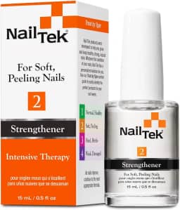 Nail Tek Intensivo Terapia Fortalecedor 2 - para unhas macias e descascadas | Cura unhas enfraquecidas, restaurando e protegendo-as | Fórmula de proteína sela camadas de unhas para reforçar e engrossar | 0,5 Fl Oz