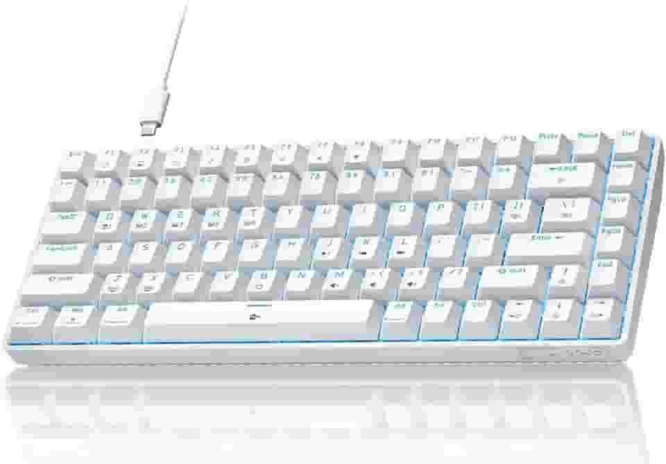 Teclado para jogos TMKB T84SE, teclado mecânico para jogos 75% com interruptor vermelho linear, retroiluminação LED azul gelo, USB-C destacável, anti-fantasma completo para jogos/digitação/PC/laptop
