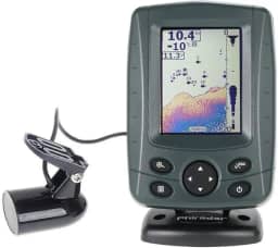 Localizador de peixes de barco Joywee FF688C 3,5' Phiradar colorido LCD 200KHz/83KHz frequência de sonar duplo 80M detecção de 73 m zoom automático em vários idiomas