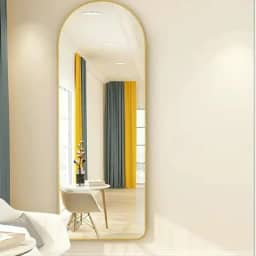 Espelho Oval Chão Suporte Corpo Inteiro Dourado 100x30cm Luxo (Dourado)