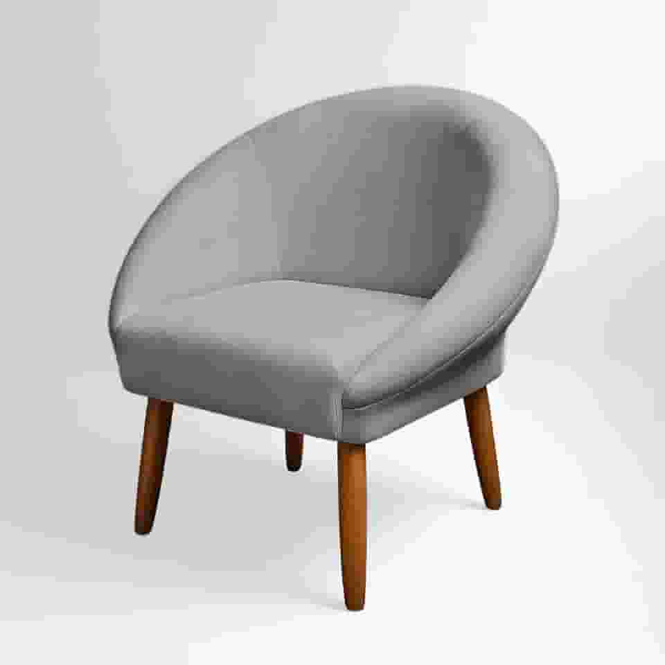 Poltrona Confortável para Sala de Estar Moderna Resistente Tecido Veludo MOBLAN decor (Cinza)