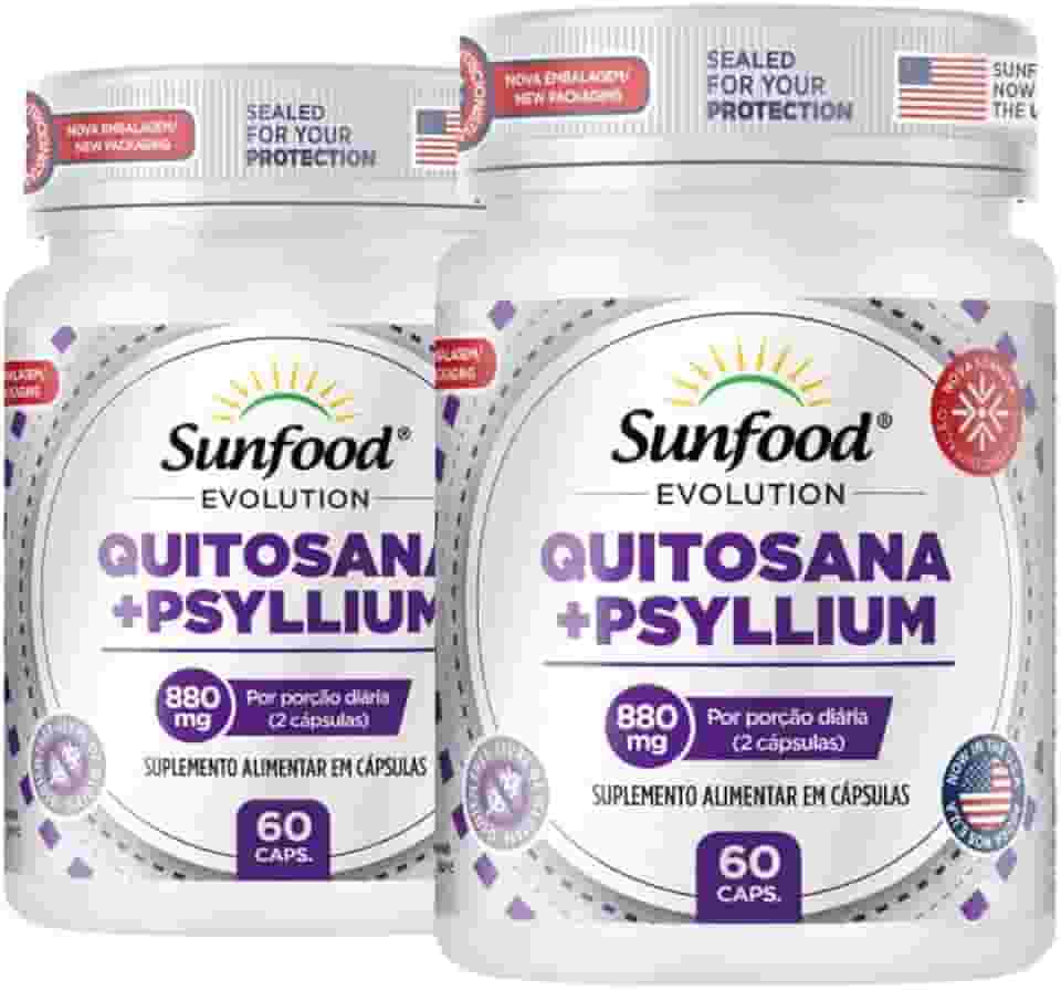 KIT 2 QUITOSANA + PSYLLIUM 880MG 60 CAPSULAS - SUNFOOD EVOLUTION