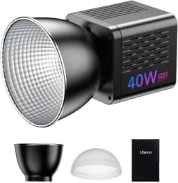 ULANZI 40W Pro RGB Luz de Vídeo LED Portátil, Bateria Interna de 3400mAh, Iluminação Contínua COB Mini Metálica Ajustável (2500K-6500K) para Vídeo e Fotografia, Observação: sem adaptador de energia CC