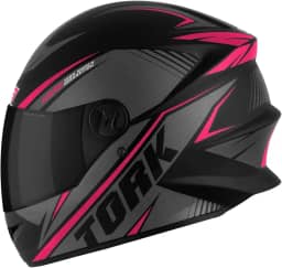 Pro Tork Capacete Moto R8 Fechado, Viseira Fumê, Preto/Rosa, Tam. 58