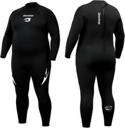 Roupa de mergulho plus size masculina e feminina, neoprene de 3/2 mm, com zíper nas costas, roupa de mergulho térmica de corpo inteiro para mergulho em água fria e surfe