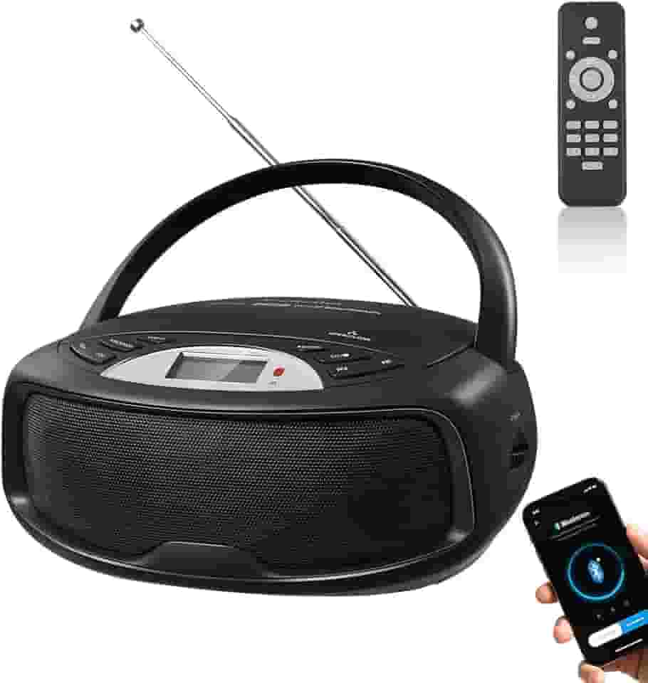 Elyblo CD Player, Radio Am Fm 110V-220V, Radio Portatil Pode Ser Conectado a Um microfone, Cd Player com Vários Modos de Reprodução, Toca Cd com Controle Remoto Sem Fio
