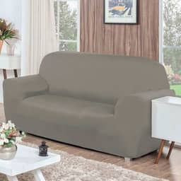 Capa Protetor De Sofá 3 Lugares Lisa Malha Gel Coladinha (Cinza)