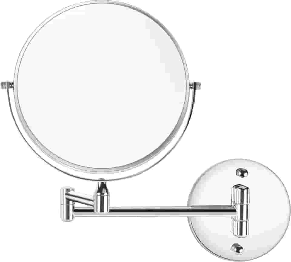 Espelho de Maquilhagem Smaye de 8 Polegadas Para Montagem Na Parede, Ampliação de 5x, Espelho de Maquilhagem Dupla Face, Adequado Para Casas de Banho, Acabamento Cromado