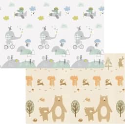 Baby Tapete de Atividades Infantil 8MM Tatame Portátil dos Bebês e Crianças, Dupla Face, Dobrável, Macio, Gigante - Fácil de Guardar (Urso)