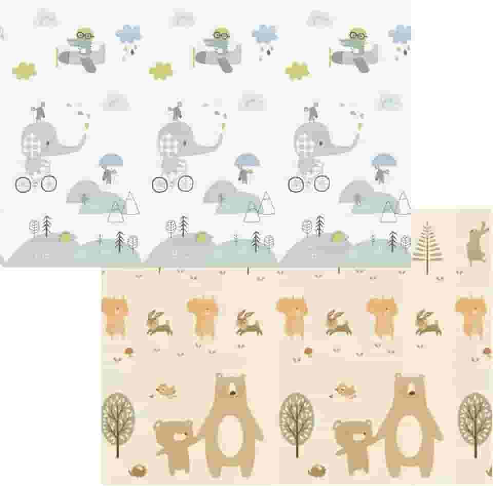 Baby Tapete de Atividades Infantil 8MM Tatame Portátil dos Bebês e Crianças, Dupla Face, Dobrável, Macio, Gigante - Fácil de Guardar (Urso)