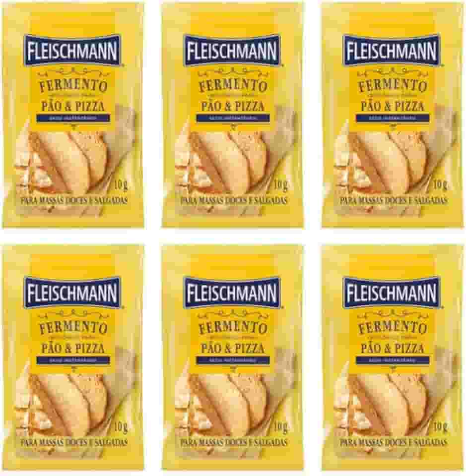 Kit 6 Fermento Biológico Pão e Pizza Seco Fleischmann 10g