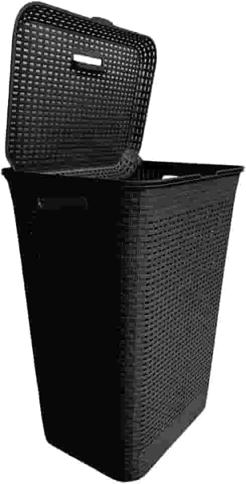 Cesto De Roupa Suja Organizador 72 Litros Lavanderia Alça E Tampa Brinquedo Quarto Multiuso Flexível (Preto)