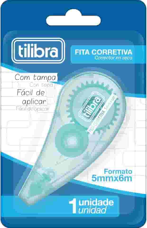 Tilibra - Corretivo em Fita 5mmX6m, Azul Aqua