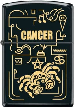 Zippo Isqueiro - Cancer Zodiac Black Matte Windproof Lighter #Z5300