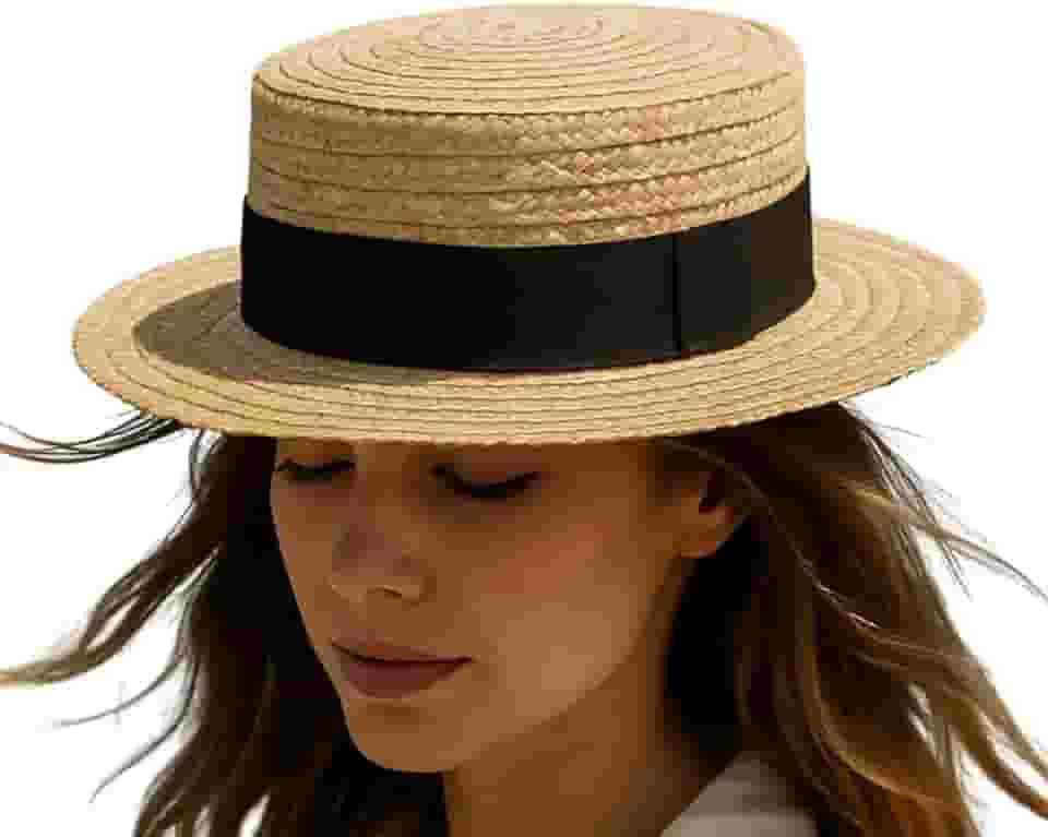 Chapéu Fibra Natural Fendhi com Faixa Preta Estilo Panamá Unissex Proteção Solar e Elegância Tamanho Único