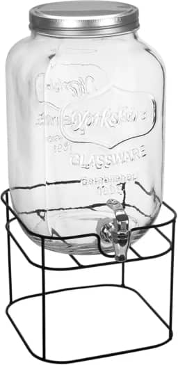 REFRESQUEIRA COM SUPORTE METAL HOME&CO VIDRO 8L 45x21x21cm TRANSPARENTE