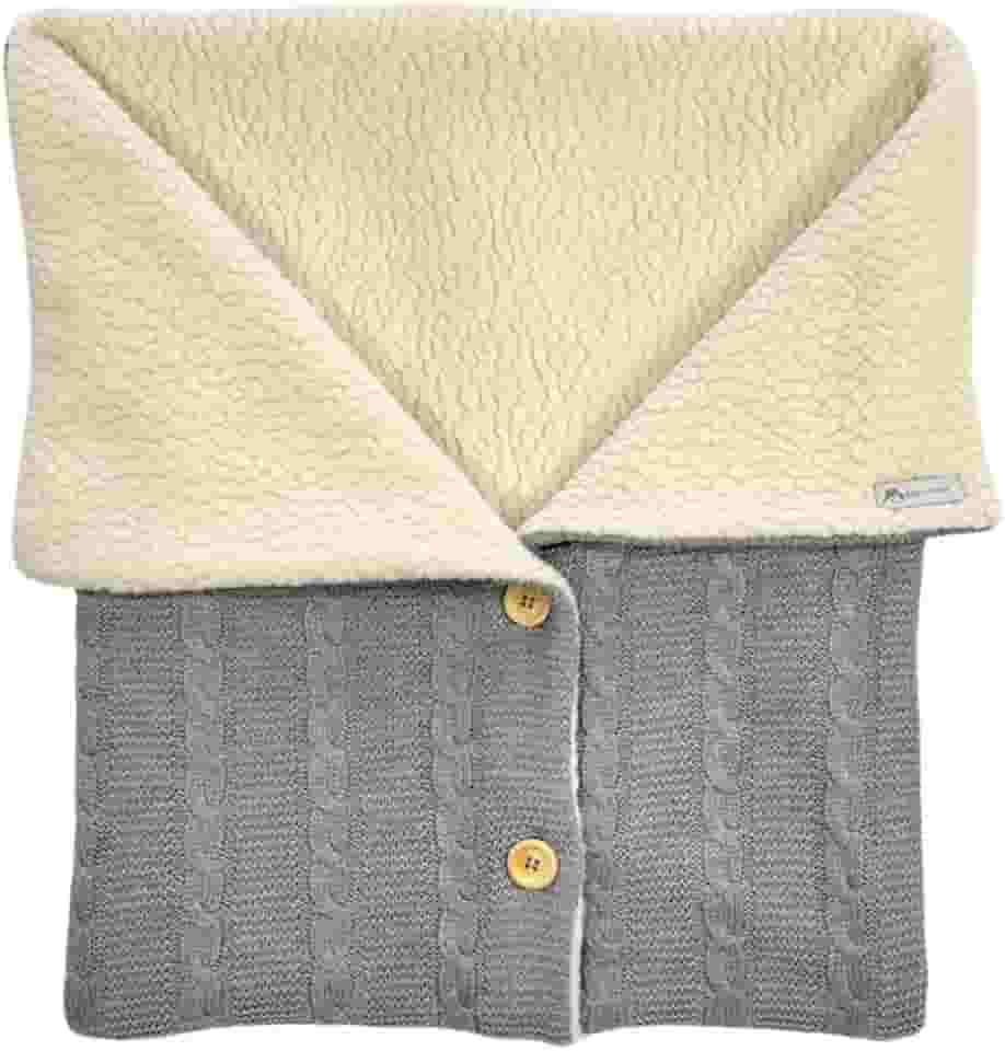 Saco De Dormir Tricô + Sherpa (Carneirinho) - Para Bebê Recém Nascido Até 12 Meses - Menina/Menino (Cinza)