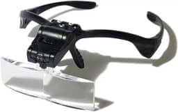 Óculos Lupa de Cabeça com 5 Lentes luz LED Profissional