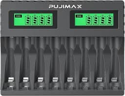 Carregador De Pilhas Aa Aaa Recarregável 8 Slots Lcd Carga Rápida