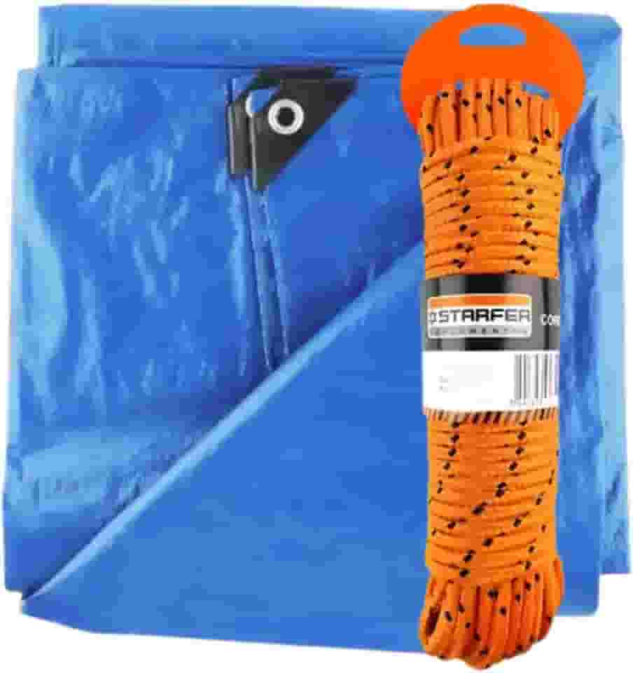 Kit Lona 3x3m Impermeável Com Corda 10 Metros