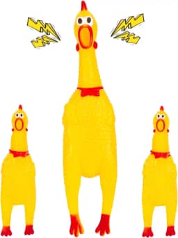 MCPINKY 3 peças de brinquedos de borracha para cães de galinha, brinquedos de frango estridente, presentes inovadores para fazer barulho de brincadeira