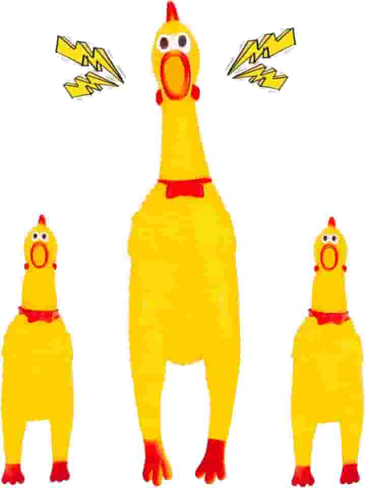 MCPINKY 3 peças de brinquedos de borracha para cães de galinha, brinquedos de frango estridente, presentes inovadores para fazer barulho de brincadeira
