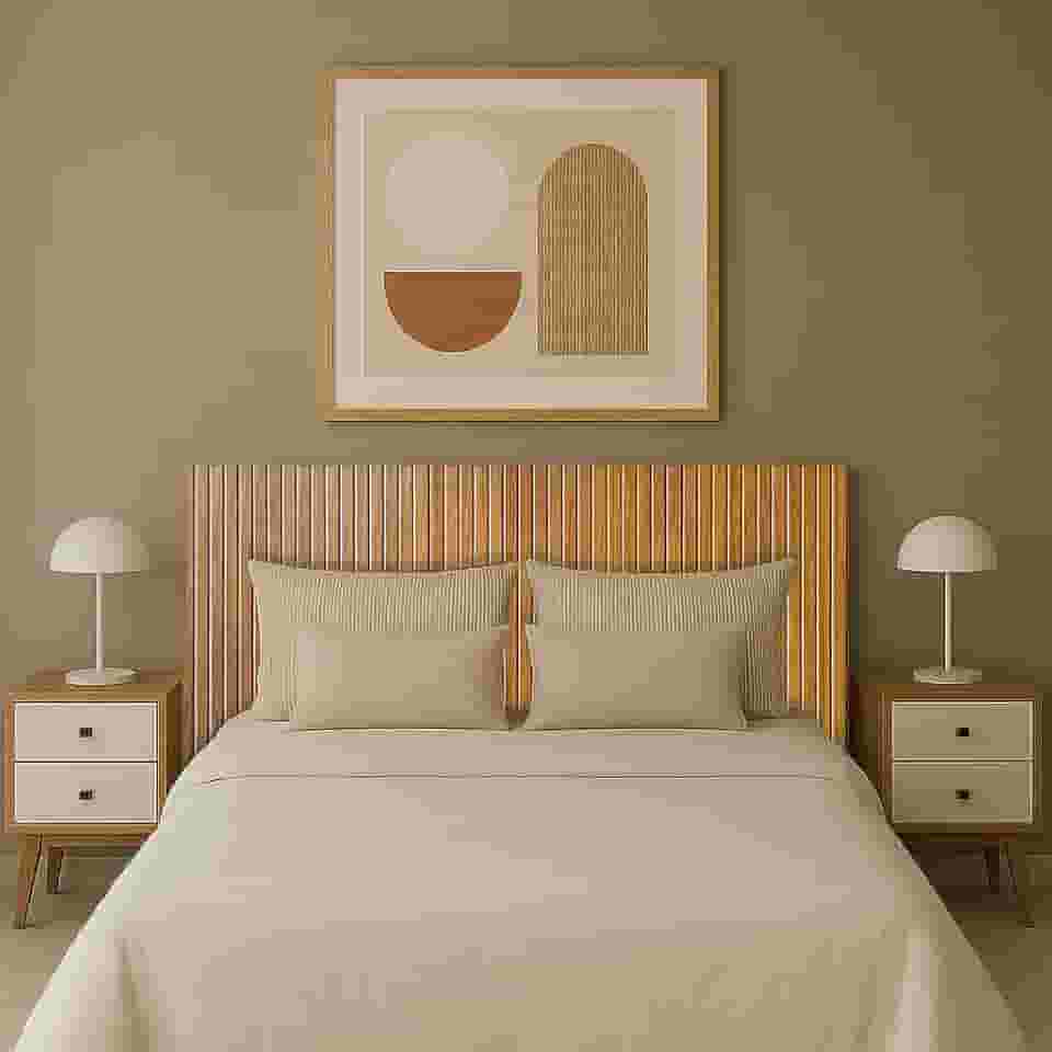 Cabeceira Casal Mdf Ripado Cor Nature 140x60cm Rustica