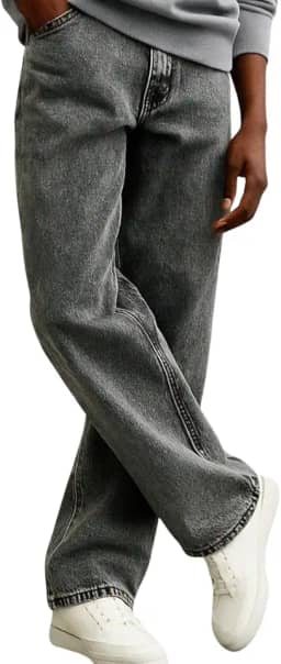 Calça Jeans Masculina Baggy, Estilo Vintage, Lavagem Estonada, Corte Amplo, Streetwear