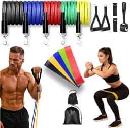 Kit 17 Peças Elástico Extensor + Miniband Treino Em Casa Exercício Físico Academia Fisioterapia Musculação Crossfit Pilates Yoga Aquecimento Funcional Alongamento Malhar Emagrecimento