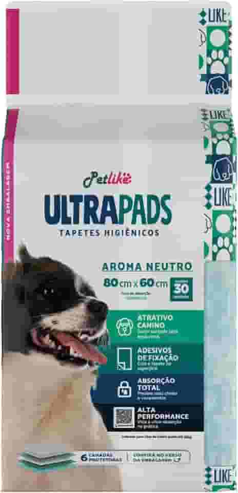 Tapete Higiênico Premium para cães Petlike Ultrapads Aroma Neutro 80cmx60cm 30 unid.