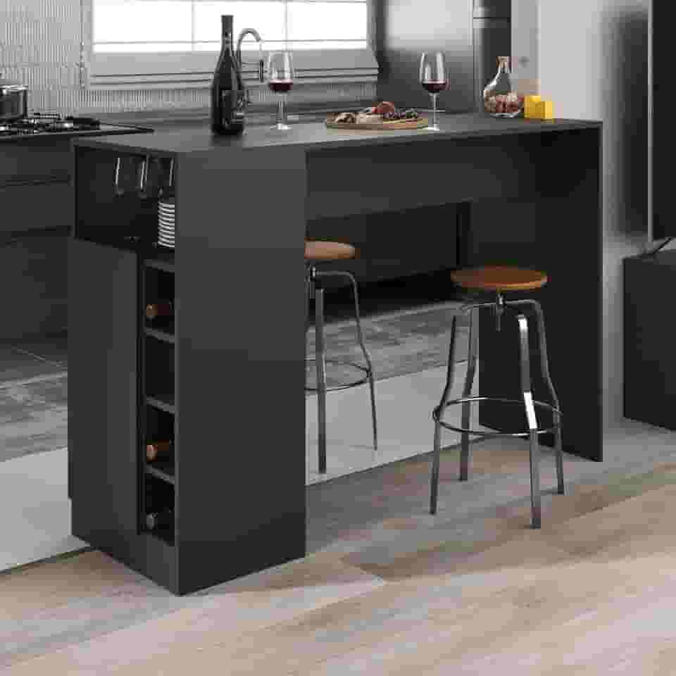 Bancada Balcão/mesa de Cozinha com Adega Multimóveis Mpf2144 Preto