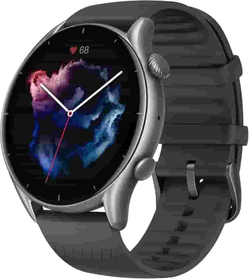 Amazfit GTR 3 A1971 smartwatch 46mm para telefones Android e iPhone Alexa embutido, GPS e modo de movimento 150, tela AMOLED de 1,39 polegadas (black)