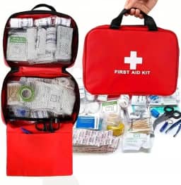 Kit de Primeiros Socorros 184 peças | Bolsa vermelha/cruz reflexiva portátil multiuso, totalmente abastecido com suprimentos essenciais para emergência e sobrevivência