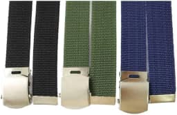Kit 3 Cintos Masculino Militar em Nylon Polipropileno 3,5 cm de Largura com Fivela Militar de Regulagem