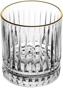 LYOR - Copo de Cristal com Fio de Ouro Deli Diamante 330ml - Ideal para Whisky e Destilados Finos