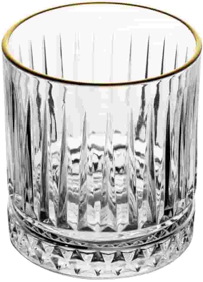 LYOR - Copo de Cristal com Fio de Ouro Deli Diamante 330ml - Ideal para Whisky e Destilados Finos