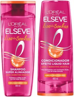 Kit Elseve Liso Dos Sonhos AHA + Queratina Vegetal Shampoo 400ml + Condicionador 400ml (2 produtos)