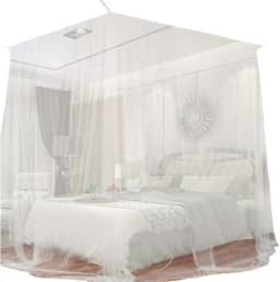 Genérico Mosquiteiro De Teto Para Cama De Casal Queen Super King, Branco, 200 x 205 x 240 cm