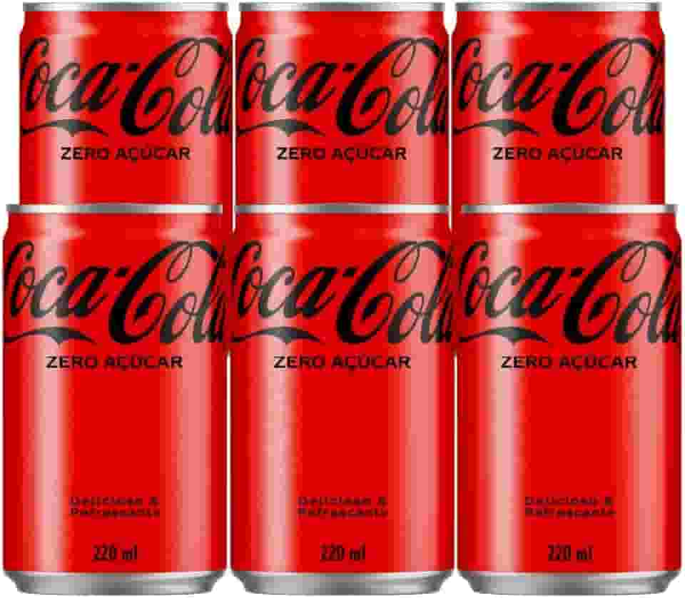 Pack de Coca-Cola sem açucar Lata 220mL 6 unidades